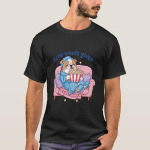 Gemütlicher Bulldogge entspannt sich mit Popcorn H T-Shirt