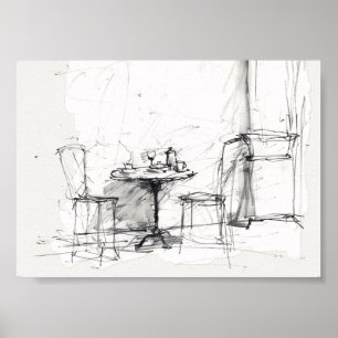 Gemütlicher Café-Tisch im Freien - Entspannung bei Poster