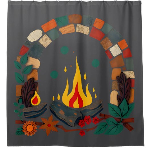Gemütlicher Campfeuerlesener Duschvorhang (Vorderseite)