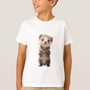 Gemütlicher Cardigan-Frettchen-Kinder T-Shirt