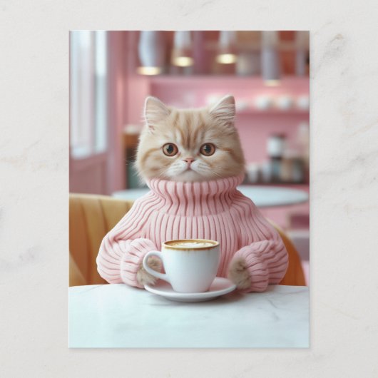 Gemütlicher Cat Café Moment Postkarte (Vorderseite)