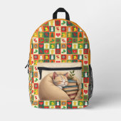 Gemütlicher Cat-Patchwork zurück zum Schulbackpack Bedruckter Rucksack (Vorderseite)