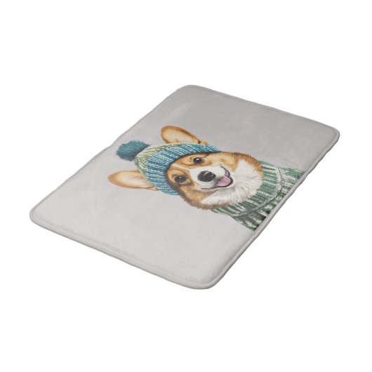 Gemütlicher Corgi im Wintergear Badematte (Schrägansicht)