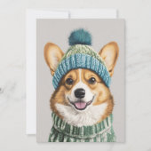 Gemütlicher Corgi im Wintergear Einladung (Vorderseite)