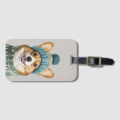 Gemütlicher Corgi im Wintergear Gepäckanhänger (Vorderseite (Horizontal))