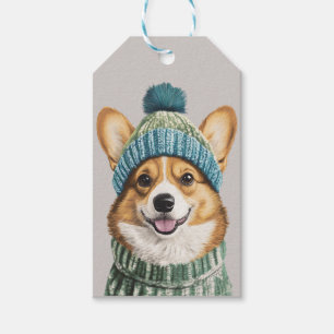Gemütlicher Corgi im Wintergear Geschenkanhänger
