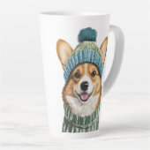 Gemütlicher Corgi im Wintergear Milchtasse (Rechte Ecke)