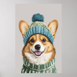 Gemütlicher Corgi im Wintergear Poster