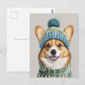 Gemütlicher Corgi im Wintergear Postkarte (Vorne/Hinten)