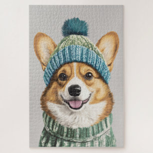 Gemütlicher Corgi im Wintergear Puzzle