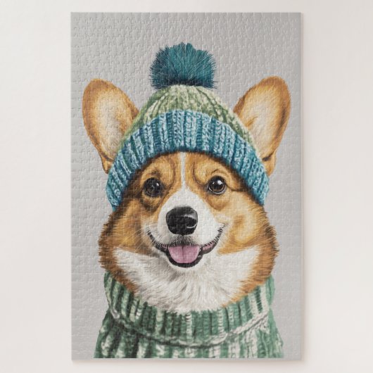 Gemütlicher Corgi im Wintergear Puzzle (Vertikal)
