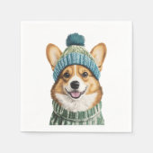 Gemütlicher Corgi im Wintergear Serviette (Vorderseite)