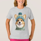Gemütlicher Corgi im Wintergear T-Shirt (Vorderseite)