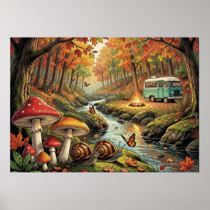 Gemütlicher Cottagecore-Campingplatz im Vintage-St Poster