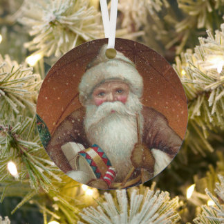 Gemütlicher Country-Retro-Weihnachtsmann rustikal Ornament Aus Metall