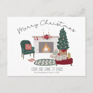 Gemütlicher Country Zuhause Weihnachtsbaum   Frohe Postkarte