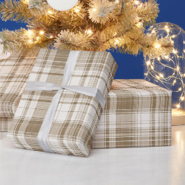 Gemütlicher Cremefarbener Landhaus-Leinen-Karomust Geschenkpapier