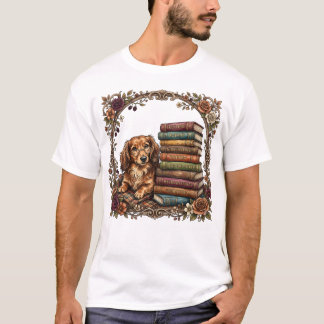 Gemütlicher Dachshund-Buchclub Retro Wiener Dog Le T-Shirt