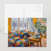 Gemütlicher Dachshund ruht auf einer Patchwork-Win Postkarte (Vorne/Hinten)