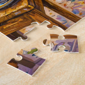 Gemütlicher Dachshund ruht auf einer Patchwork-Win Puzzle (Seite)