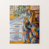 Gemütlicher Dachshund ruht auf einer Patchwork-Win Puzzle (Vertikal)