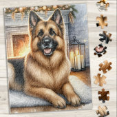 Gemütlicher deutscher Schäferhund Dog Holiday Weih Puzzle
