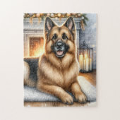 Gemütlicher deutscher Schäferhund Dog Holiday Weih Puzzle (Vertikal)