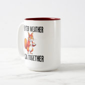 Gemütlicher Erntedank Eichhörnchen Kaffeezubereitu Zweifarbige Tasse (Vorderseite Links)