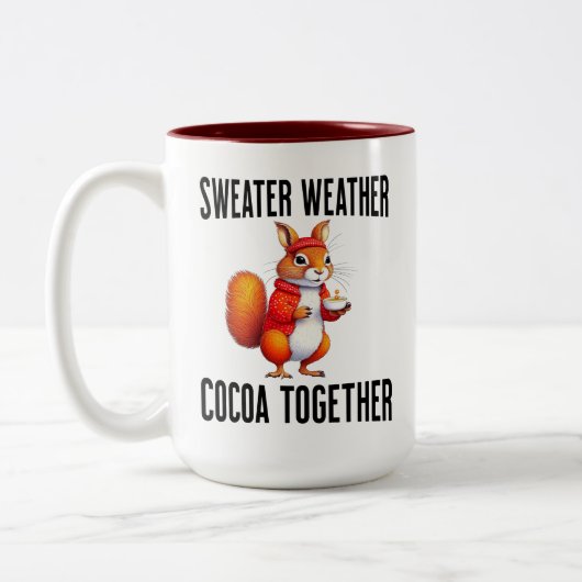 Gemütlicher Erntedank Eichhörnchen Kaffeezubereitu Zweifarbige Tasse (Links)