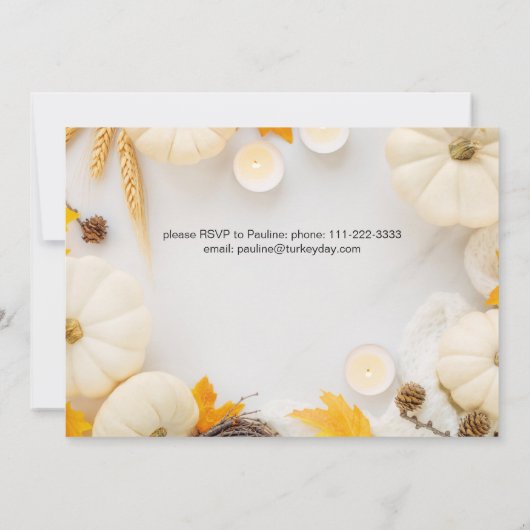 Gemütlicher Erntedank Pumpkin Dinner Einladung (Rückseite)