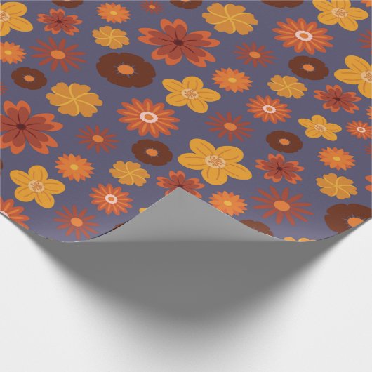 Gemütlicher Fall Blume Nahtloser Erntedank Geschenkpapier (Ecke)