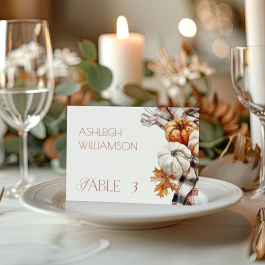 Gemütlicher Fall Erntedank Platzkarten mit Pumpkin Tischnummer