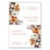 Gemütlicher Fall Erntedank Platzkarten mit Pumpkin Tischnummer (Vorderseite)