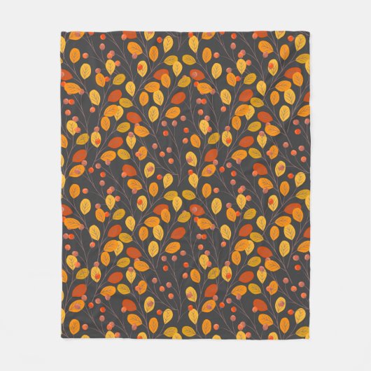 Gemütlicher Fall Fleece Blankon mit Herbstleaven (Vorderseite)