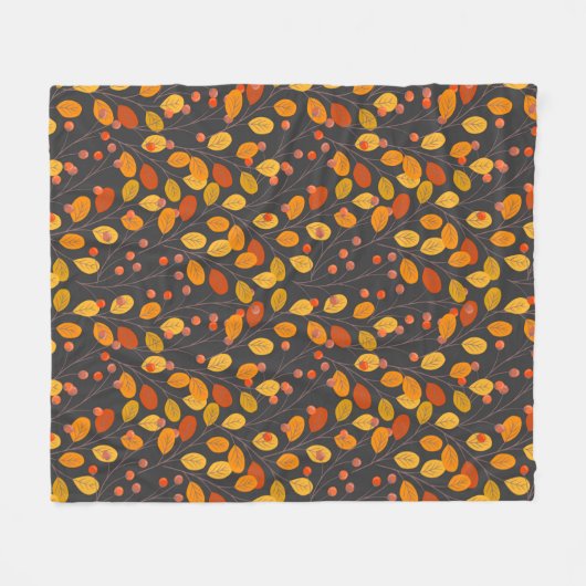 Gemütlicher Fall Fleece Blankon mit Herbstleaven (Vorderseite (Horizontal))