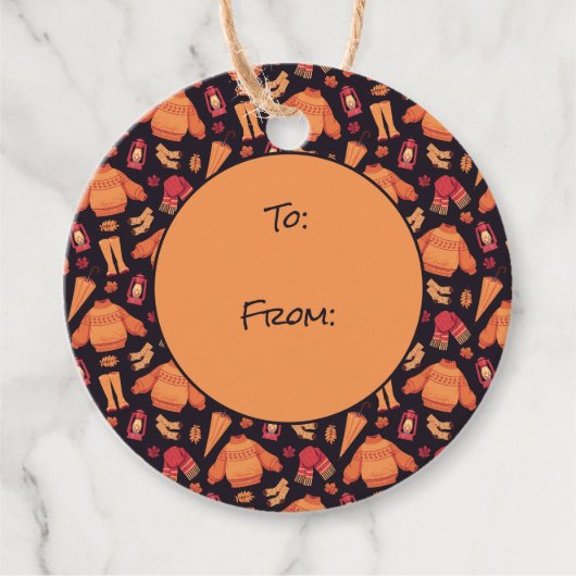 Gemütlicher Fall Geschenkanhänger (Vorderseite)