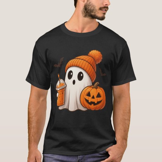 Gemütlicher Fall Halloween - Niedlich Ghost Pumpki T-Shirt (Vorderseite)