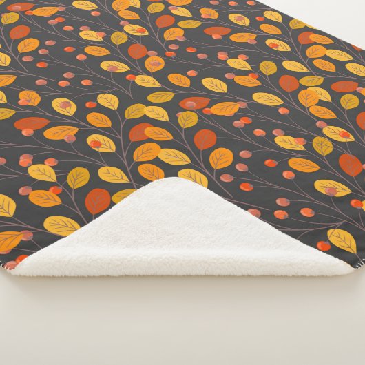 Gemütlicher Fall Sherpa Blankon mit Herbstleaven Sherpadecke (3/4)