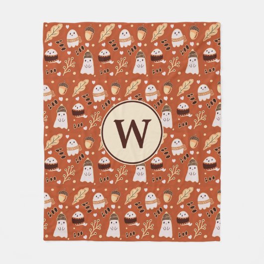 Gemütlicher Fall Spooky Geister Fleecedecke (Vorderseite)