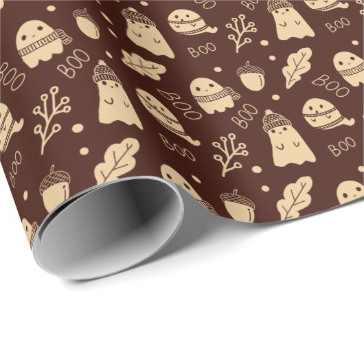 Gemütlicher Fall Spooky Geister Geschenkpapier (Rolleneckpunkt)