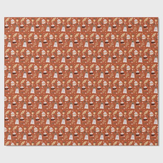 Gemütlicher Fall Spooky Geister Geschenkpapier (Flach)