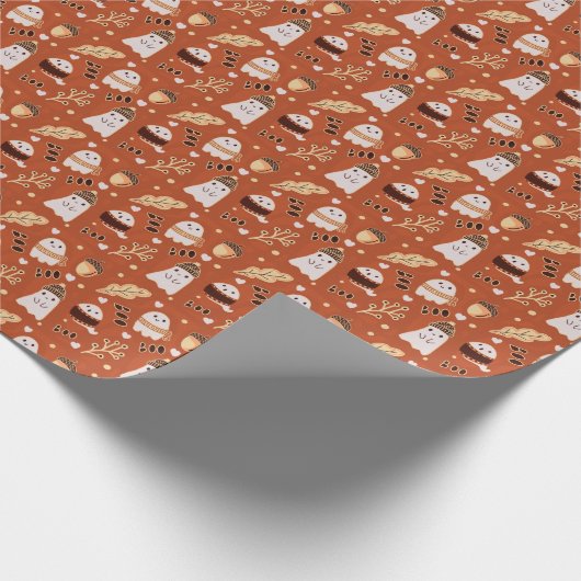 Gemütlicher Fall Spooky Geister Geschenkpapier (Ecke)