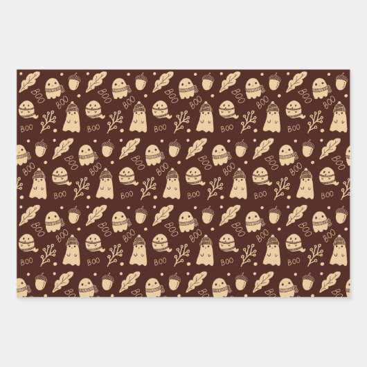 Gemütlicher Fall Spooky Geister Geschenkpapier Set (Vorderseite)