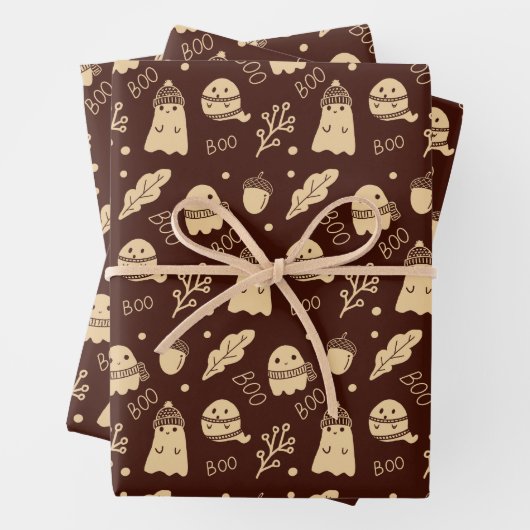 Gemütlicher Fall Spooky Geister Geschenkpapier Set (Beispiel)