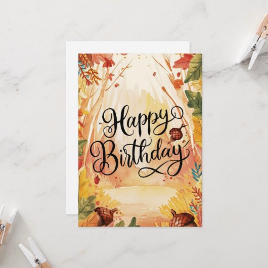 Gemütlicher farbenfroher Wald Herbst Herbst glückl Karte (Vorderseite/Rückseite Beispiel)