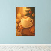 Gemütlicher Feiertags-Kaffee Leinwanddruck (Insitu (Holzboden))