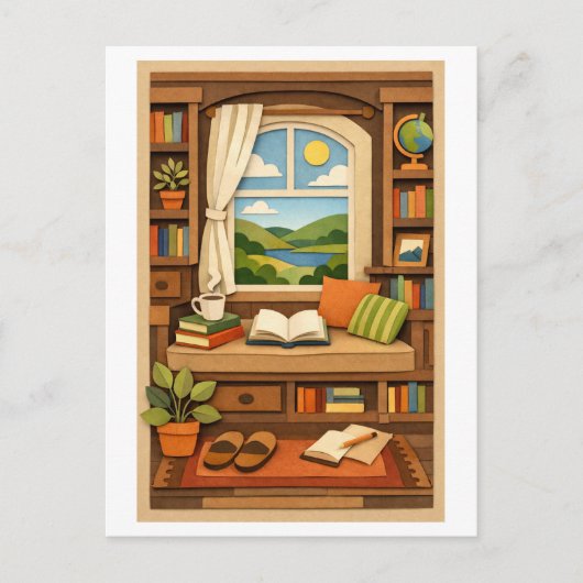 Gemütlicher Fensterplatz Postkarte (Vorderseite)