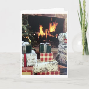 **GEMÜTLICHER FEUER** MIT GIFTS-WRAPPEN "MERRY CHR KARTE