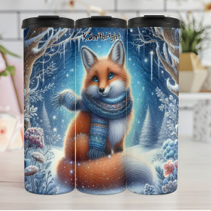Gemütlicher Fox im Schneewald Thermosbecher