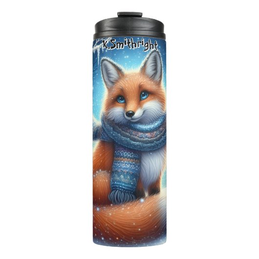 Gemütlicher Fox im Schneewald Thermosbecher (Vorderseite)